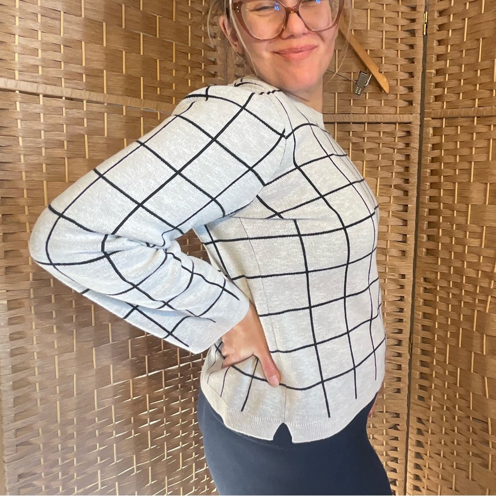 Madewell Grid Lace-Back Sweater - Picture 3 of 12